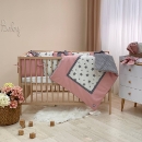 Set lenjerie patut bebe 7 piese Pink Stars (6)